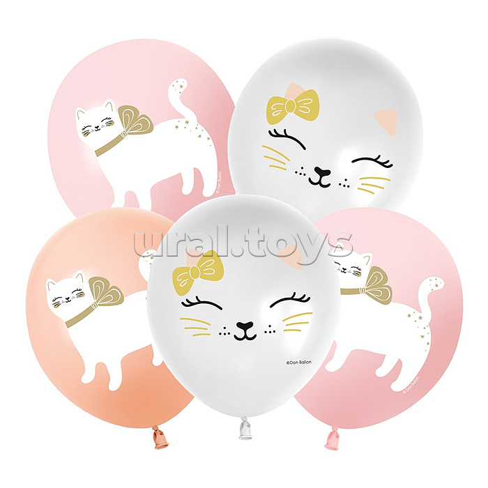 Шар (12''/30 см) Кошечка с бантом, Ассорти, пастель, 1 ст, 25 шт. Шар (12''/30 см) Кошечка с бантом, Ассорти, пастель, 1 ст, 25 шт.