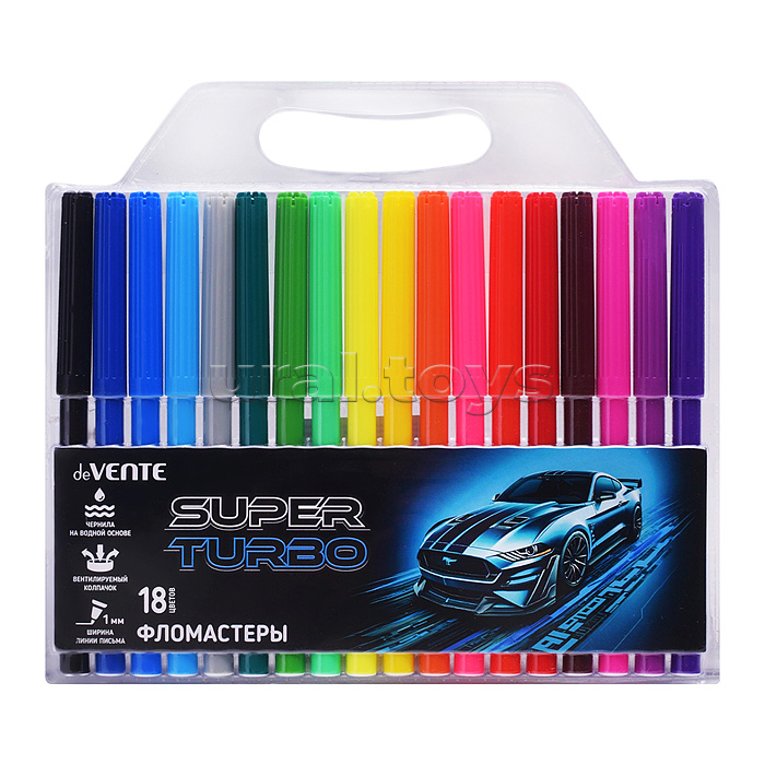 Фломастеры "Super Turbo" 18 цветов с вентилируемым колпачком, в пластиковом блистере