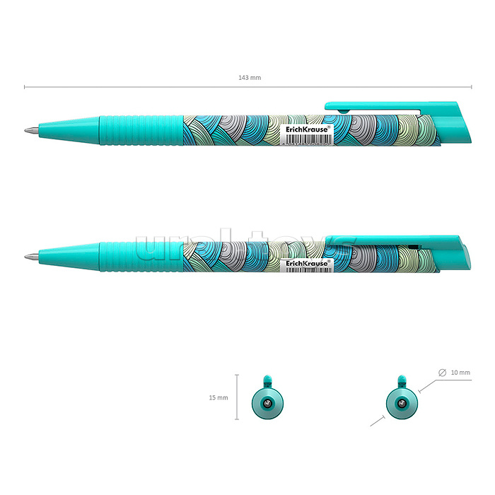Ручка шариковая автоматическая ColorTouch® Emerald Wave, цвет чернил синий