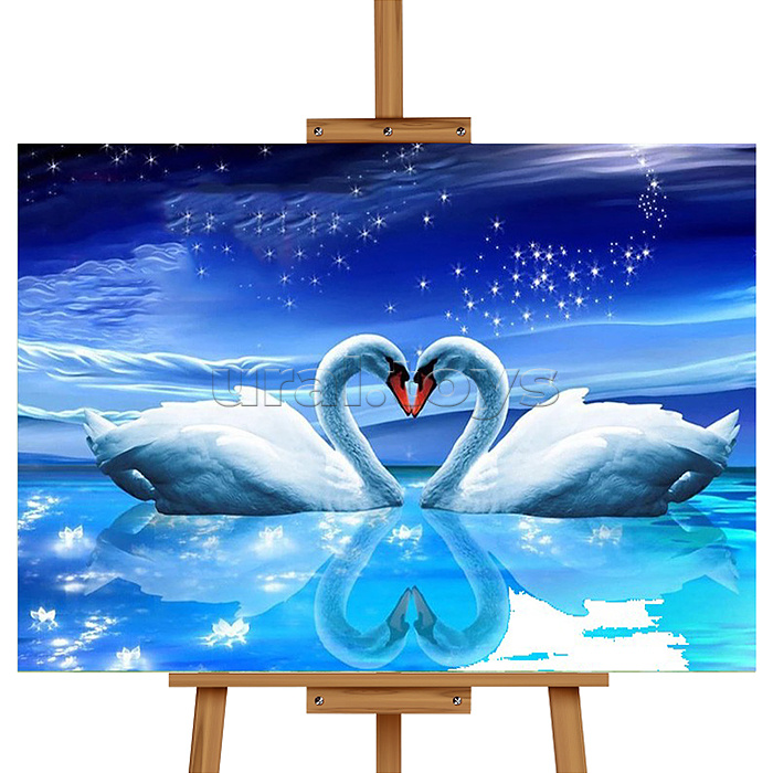 Мозаика алмазная "Прекрасные лебеди" (светится в темноте) 20*30см.
