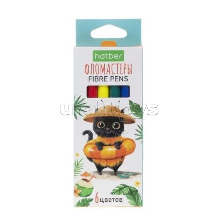 Фломастеры "ECO" 6 цв. "Жж-мяу" в картонной коробке с европодвесом