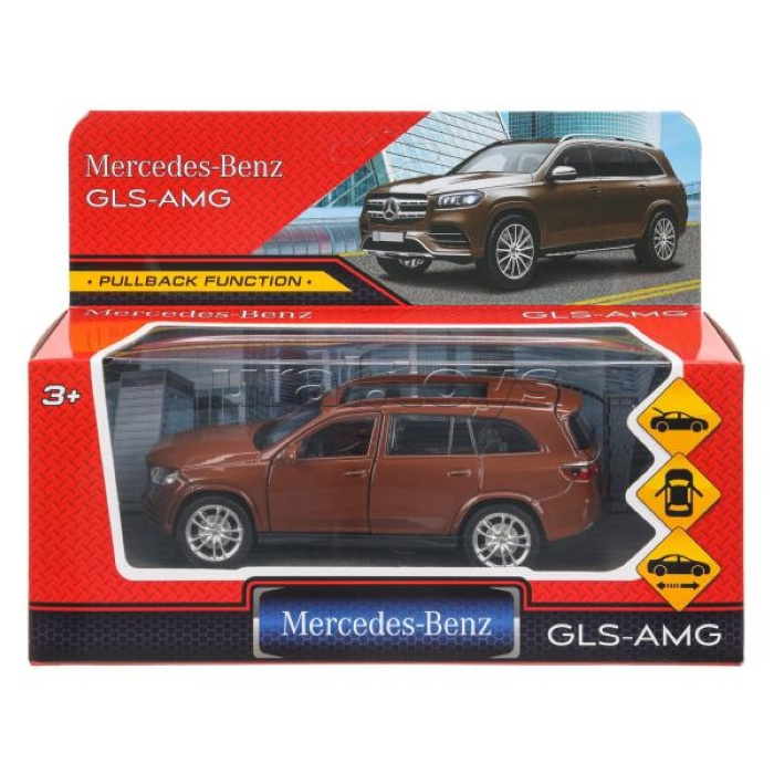 Машина металл Mercedes-Benz gls class amg 12см, двери, багажник, инерц, бронзовый
