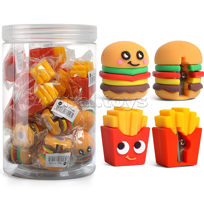 Точилка "Fast food" 3,5х2х1 см, в ассортименте