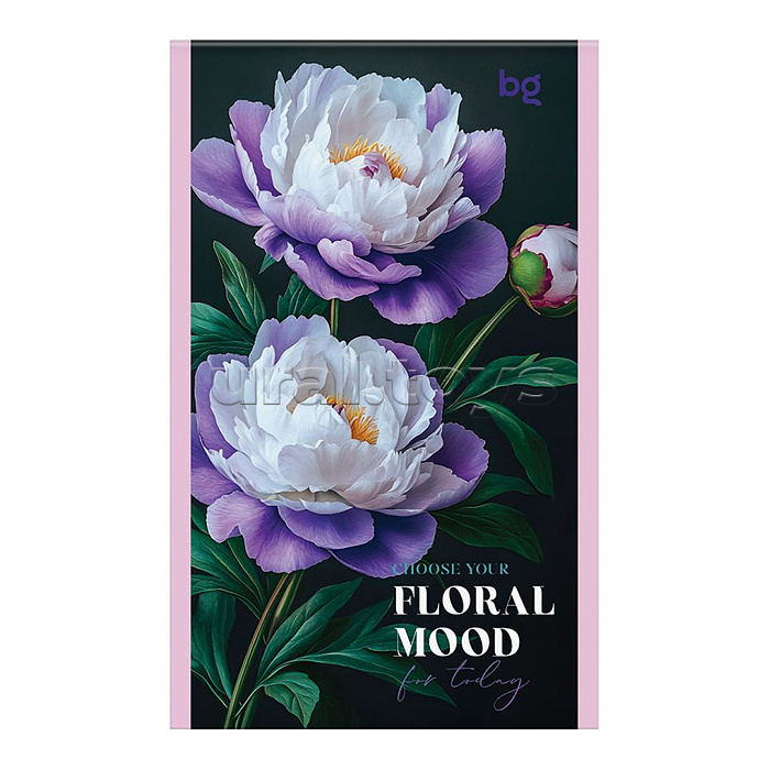 Блокнот А6 32л., на скрепке "Floral mood", блестки