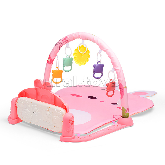 Коврик развивающий "Розовый зайка" с пианино, в коробке