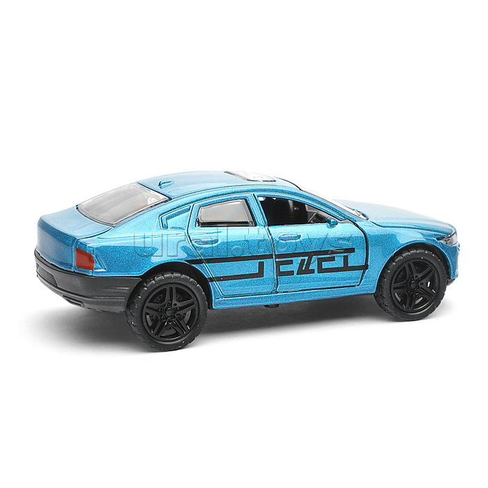 Синяя инерционная машинка люкс с принтом die-cast, 1:32, открывающиеся двери