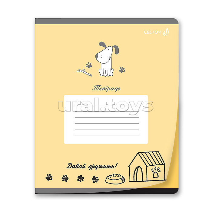 Тетрадь 12л. линия "Давай дружить" пластик. обложкой 180 мкм. с трафарет. печатью