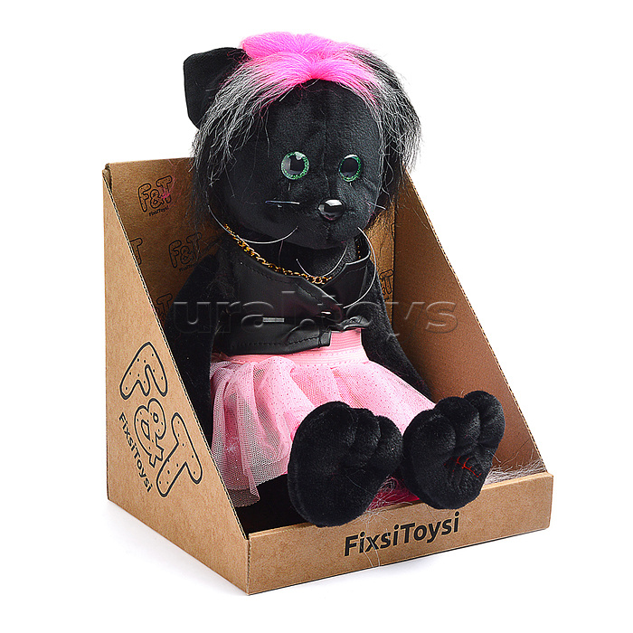 Кошка Фло в кожаной жилетке и юбке В27