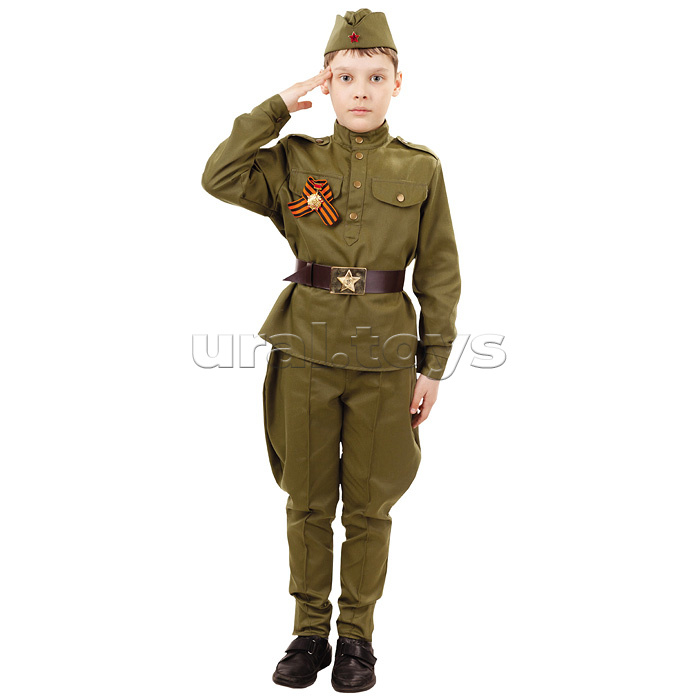 Костюм "Солдат" (гимнастерка, брюки, пилотка, ремень) 134-68