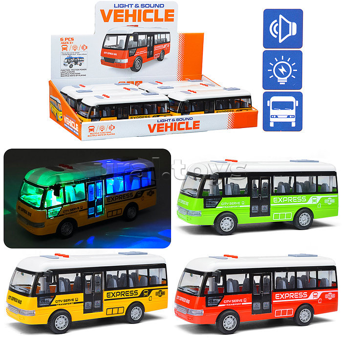 Машина "Автобус" на батарейках, в коробке