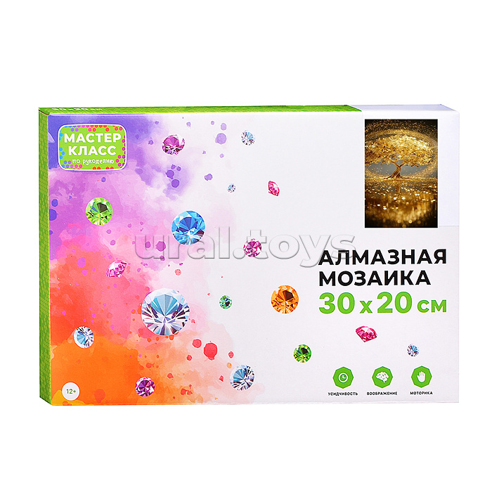 Мозаика алмазная "Золотое дерево" (светится в темноте) 30*20 см.