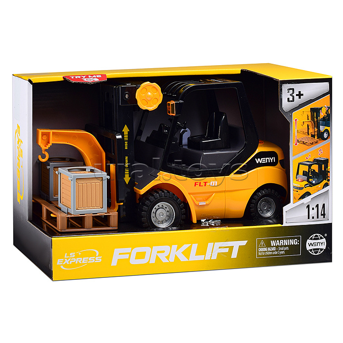 Погрузчик "Вилочный" 1:14 (свет. Звук) в коробке