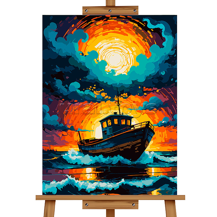 Картина по номерам "Лодка на волнах" 50*40 см