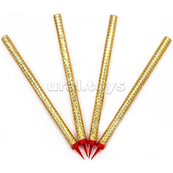 Свеча Фонтан для торта, Золото, 25 см, 4 шт.