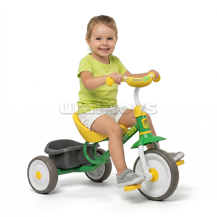 Велосипед трехколесный Rocket, колеса EVA 9"/7", цвет зеленый/желтый