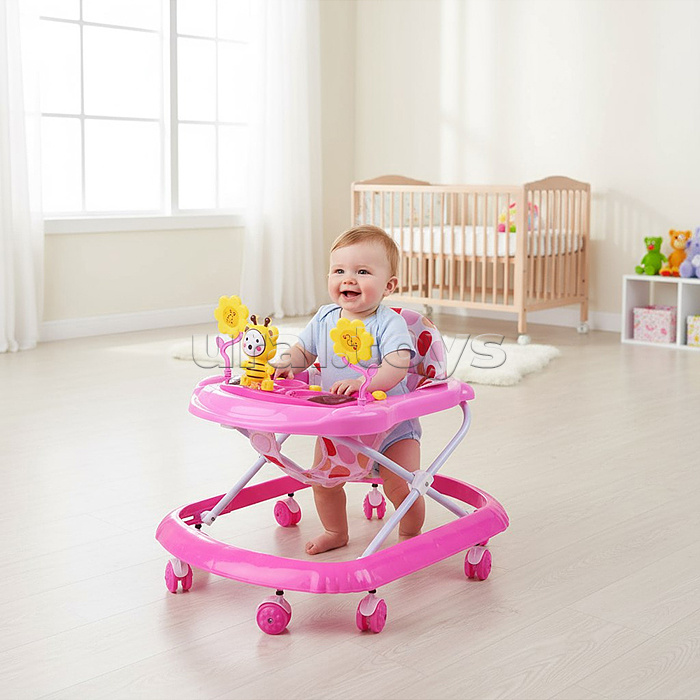 Ходунки "Пчелка и цветы" (цвет розовый)