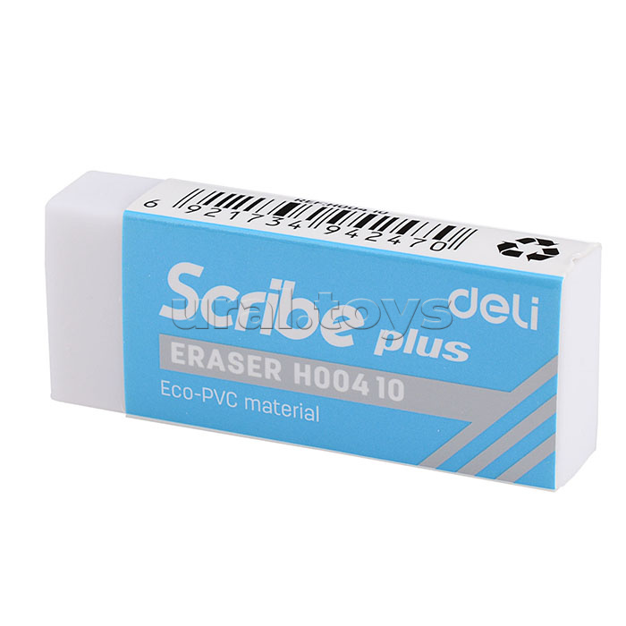 Ластик Scribe Plus белый, индивидуальная картонная упаковка