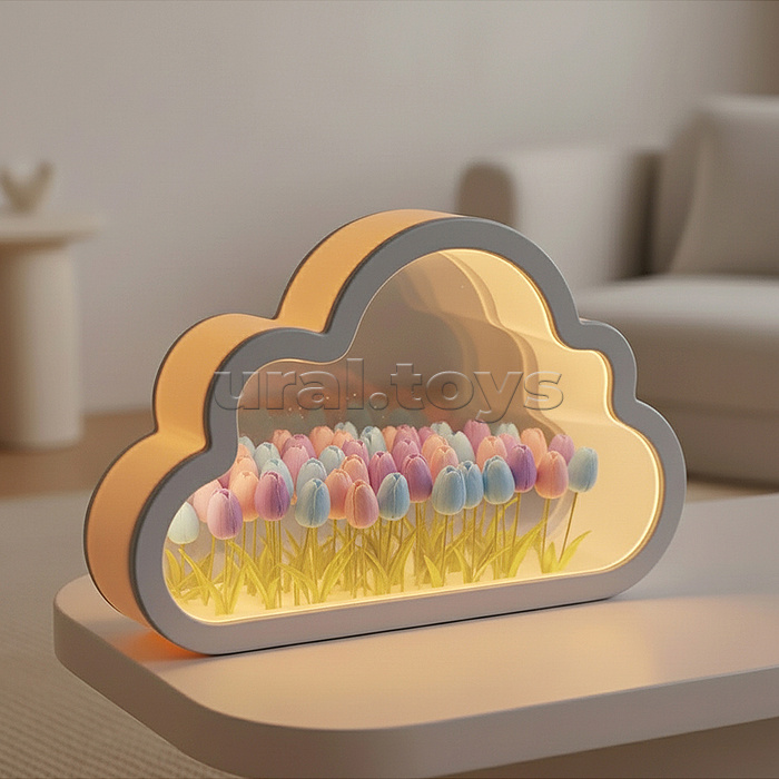 
Набор для творчества-светильник "Облако" розовые/голубые тюльпаны, в пакете