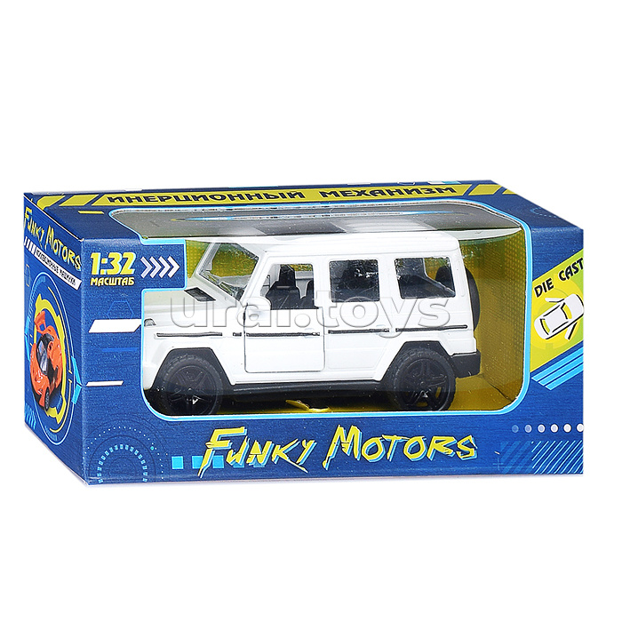 Белая инерционная машинка Внедорожник люкс die-cast, 1:32, открывающиеся двери Белая инерционная машинка Внедорожник люкс die-cast, 1:32, открывающиеся двери