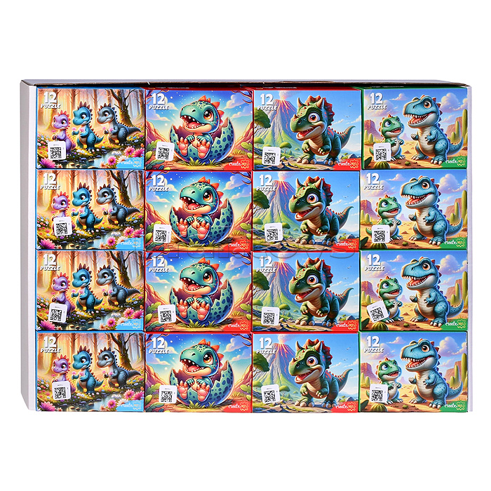 Пазлы 12 "Милые динозаврики"