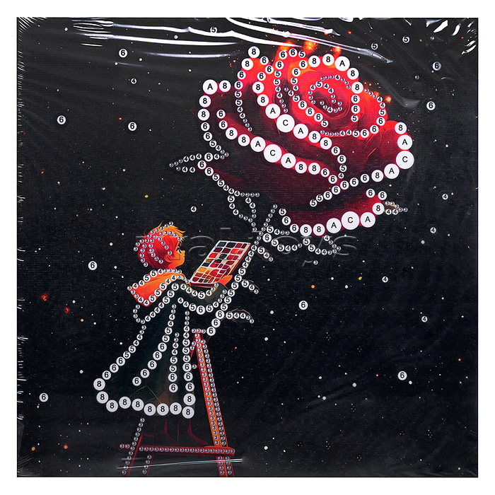 Мозаика алмазная "Художник с розой" 30*30 см.