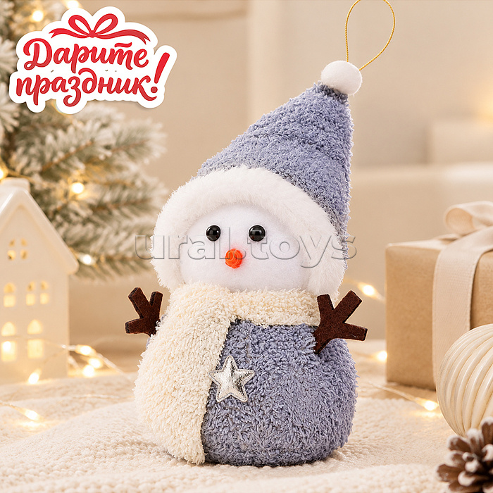 Новогоднее украшение "Снеговики в капюшоне" 20 см.
