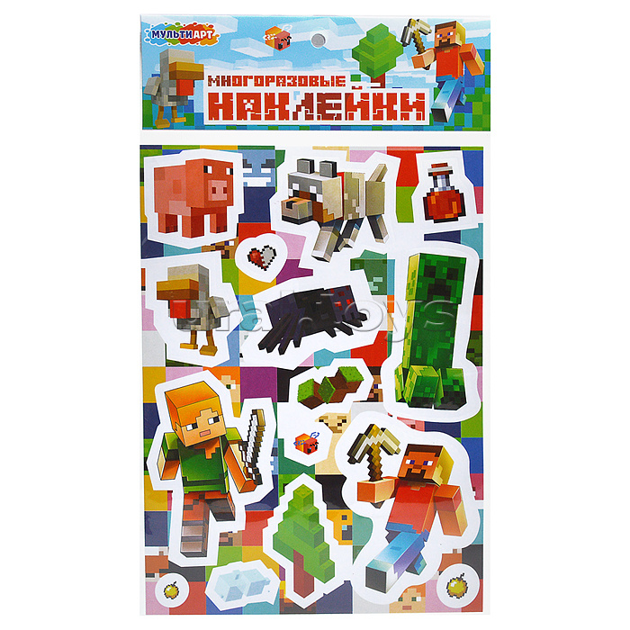 Наклейки "Мир пикселей" бумажные, А5.