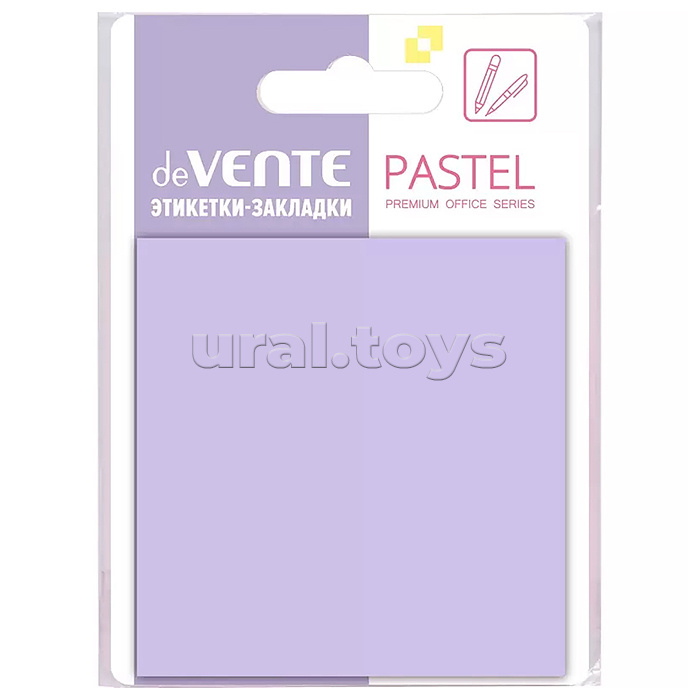 Самоклеящиеся этикетки-закладки "Pastel" пластиковые прозрачные, 76x76 мм, сиреневые