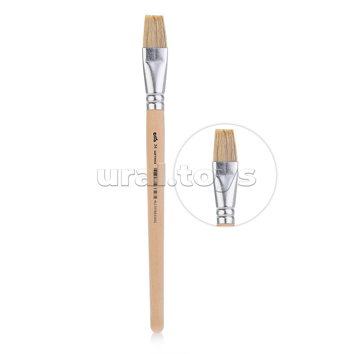 Кисть живописная "Cosmo" щетина № 24 плоская, индивидуальная маркировка, деревянная ручка