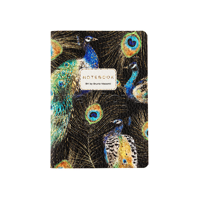 Записная книжка А6 60л. линия "Фауна. Павлины" из экокожи