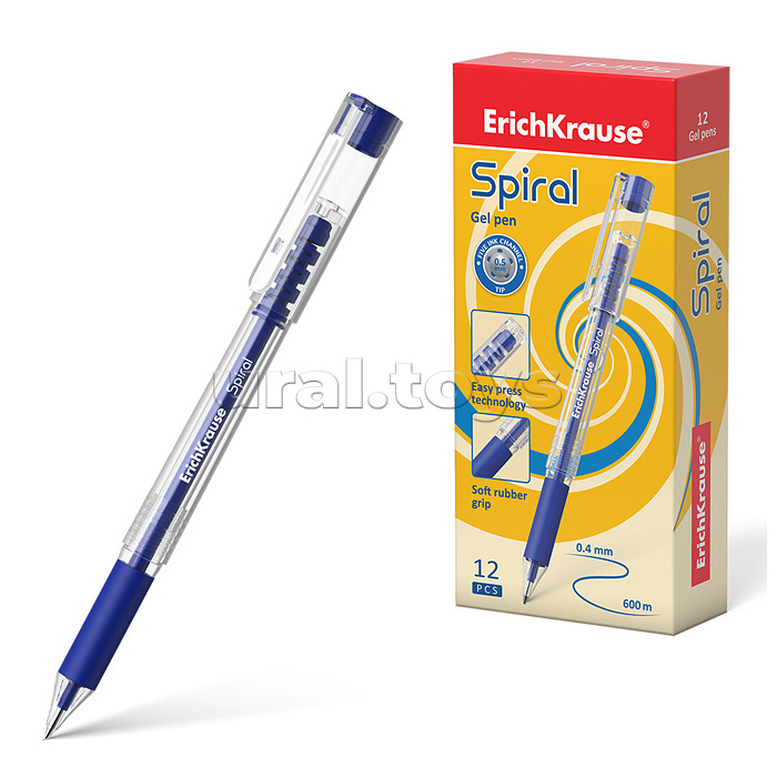 Ручка гелевая Spiral, цвет  чернил синий (в коробке по 12 шт.)