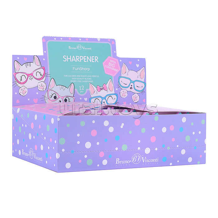 Точилка с контейнером, 1 отверстие "Funsharp. розовый котик", 2 цвета