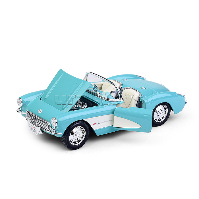 Машинка die-cast 1957 Chevrolet Corvette, 1:24, бирюзовая, открывающиеся двери