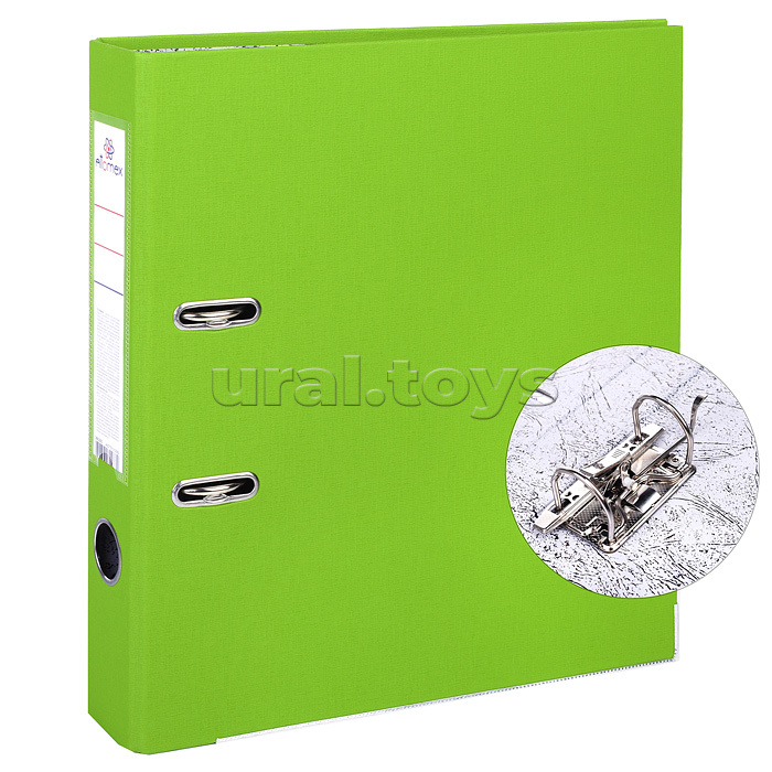 Папка с арочным механизмом A4 50 мм PP разобранная, металлическая окантовка, запечатка форзаца, наварной карман с этикеткой, салатовая Папка с арочным механизмом A4 50 мм PP разобранная, металлическая окантовка, запечатка форзаца, наварной карман с этикеткой, салатовая