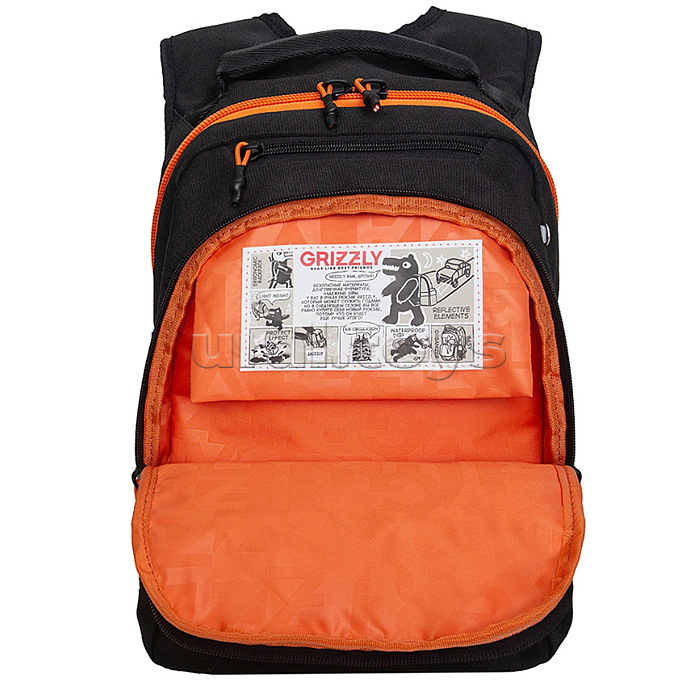Рюкзак школьный (/1 черный - оранжевый)
