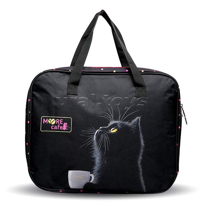 Папка для тетрадей, ИЗО и технологии "MooreCafe" A4 (36x28x8 см), плотный износостойкий полиэстер с водоотталкивающей пропиткой, отделение на молнии с внутренним карманом, с текстильными ручками увеличенной длины 28 см, с текстильным расширением 8 см, кар