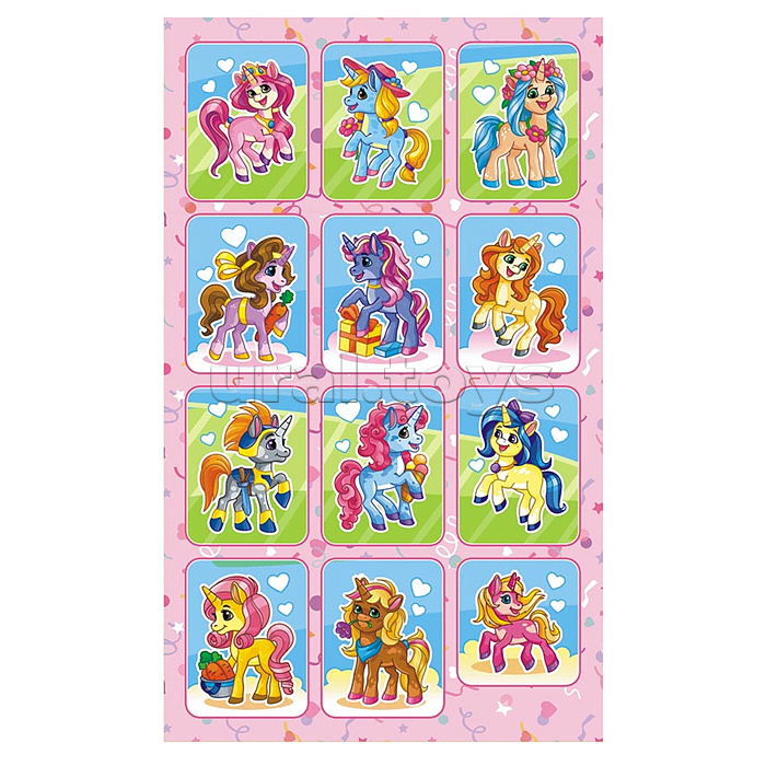 Наклейки (21 глиттер) "Единорожки"