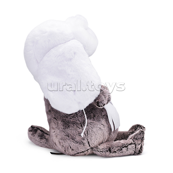 Кот Басик в белой меховой шапке