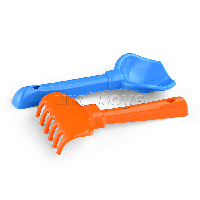 Набор №36: ведро-цветок среднее, ситечко-цветок, совок №2, грабельки №2, 2 формочки