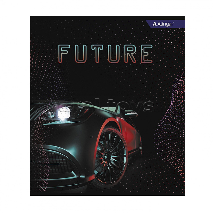 Тетрадь 36л., клетка, "Future Car", А5, скрепка, мелованный картон (стандарт) , блок офсет, 4 дизайна в пленке т/у