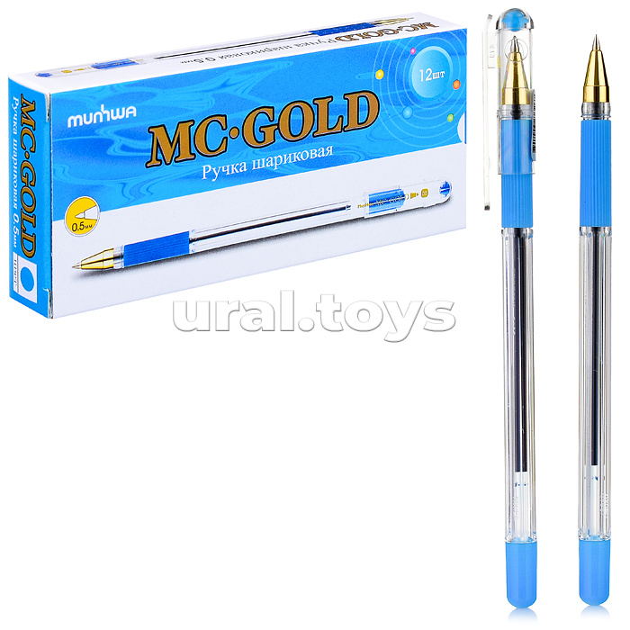 Ручка шариковая "MC Gold" голубая, 0,5мм, грип