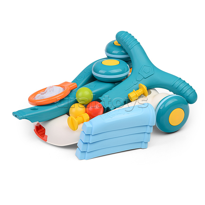Игровой центр-Каталка "Вместе весело" голубой, на батарейках, в коробке