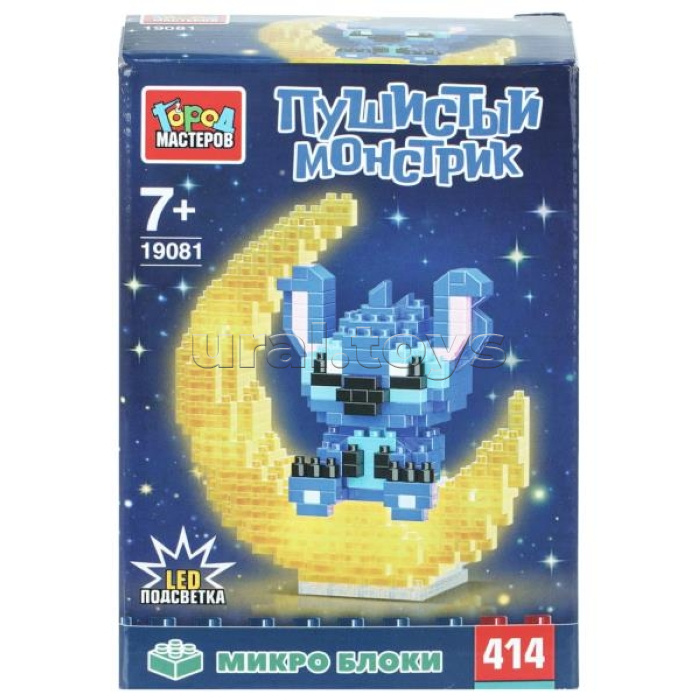 Конструктор 3D сборная фигурка "Стич" с led подсветкой, 414 дет.