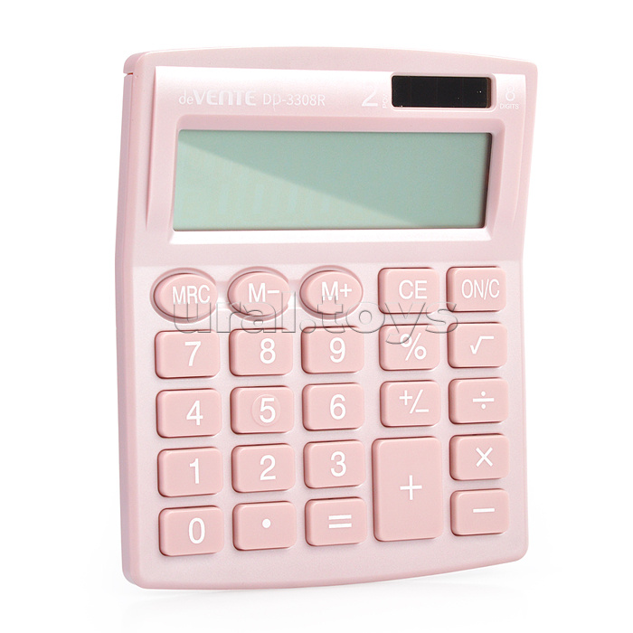 Калькулятор настольный, 105x127x21 мм, 8 разрядный, автоматическое вычисление квадратного корня, процентов, функция смены знака, работа с памятью, двойное питание, автоматическое отключение, прорезиненные ножки, пудровый, в картонной коробке DD-3308R