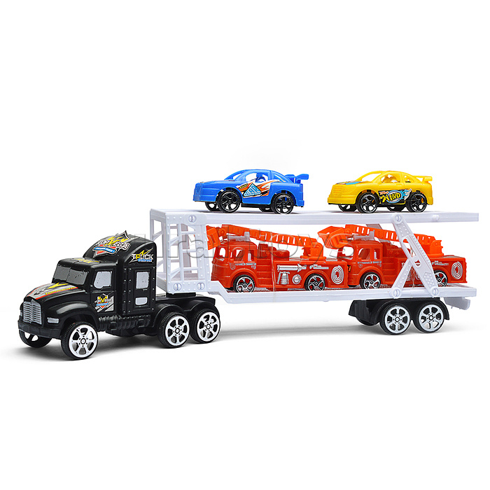 Автовоз "АвтоВояж" с пожарными и гоночными машинками, под колпаком