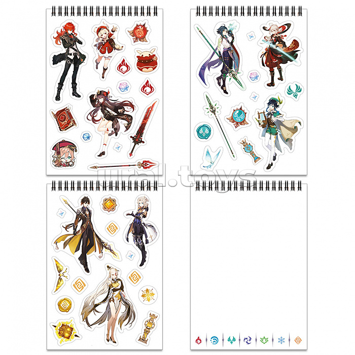 Геншин. Творческий блокнот cо стикерами A5. Игривая Навия.