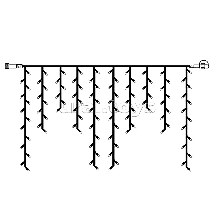Электрогирлянда-занавес, светодиодная 3*0,7м, 96 ламп. теплый белый