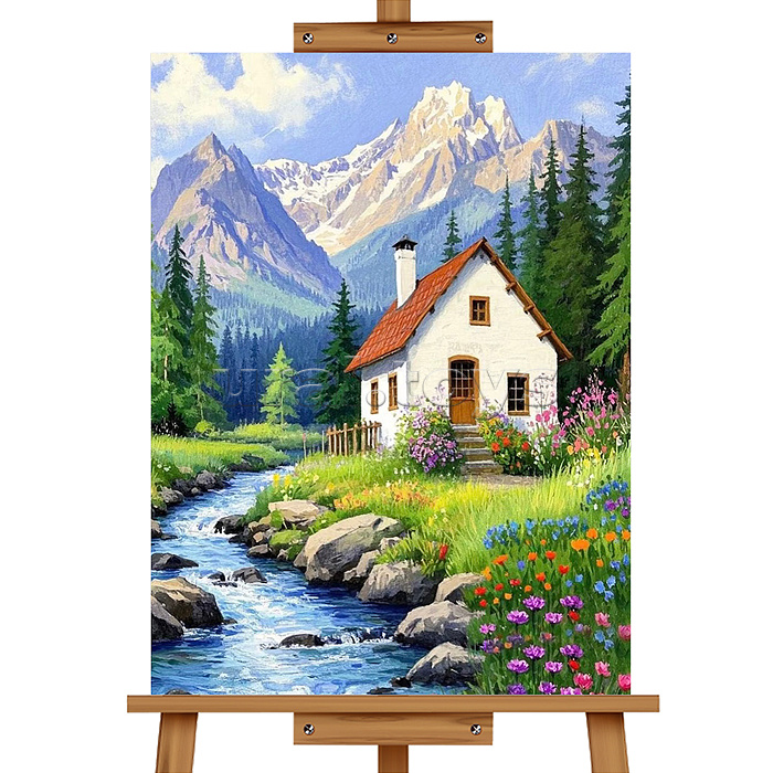 Набор для рисования "Картина по номерам 30*40 см. Домик в горах"
