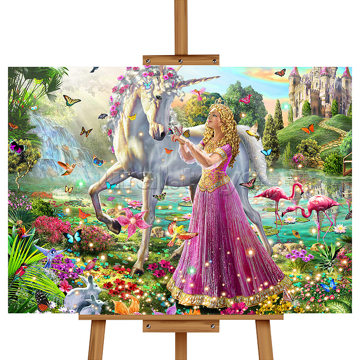 Мозаика алмазная "Принцесса и единорог" 40*50см.