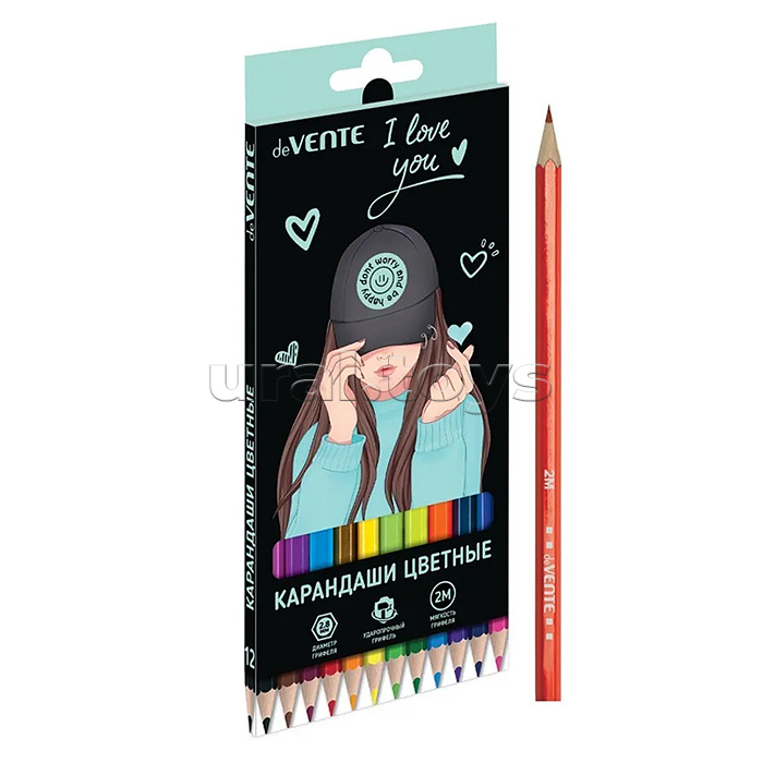 Карандаши цветные "K-Pop Heartbeat" 12 цветов, 2М, диаметр грифеля 2,8 мм, шестигранные, в картонной коробке